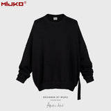 MIJKO Mens Jacket Small Ripped Knitted Sweater Loose Sweater