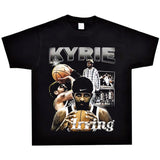 Basket Ball Star T Shirt Basketball Kyrie Irving Short Sleeve Printed American T-Shirt Retro Pure Cotton