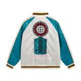 Rhude Hoodie Applique Embroidered Bomber Jacket for Men and Women Same Style Zipper Cardigan Outerwear