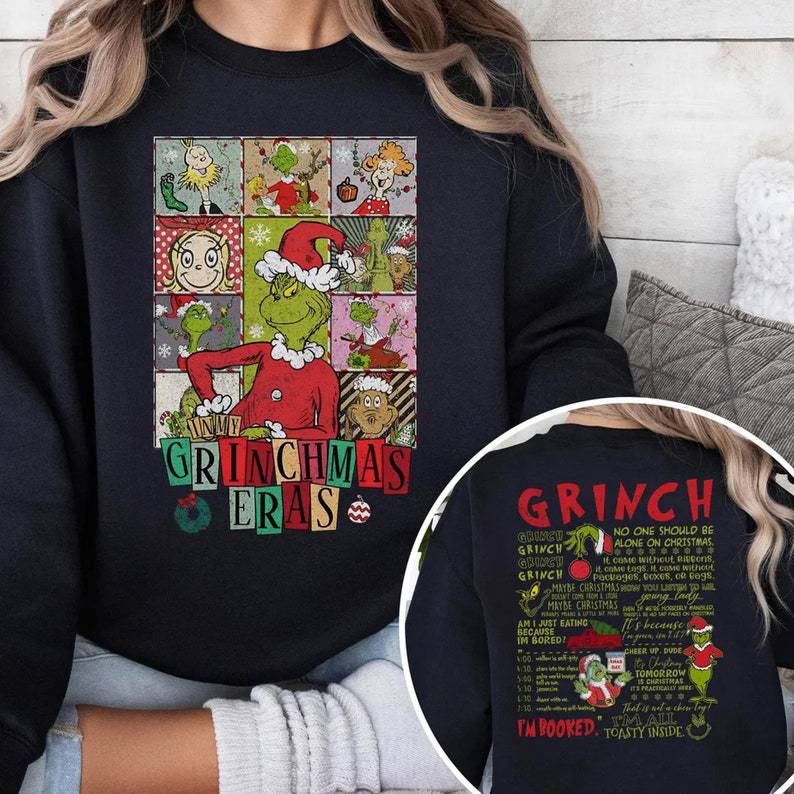 Printed long-sleeved crew neck sweater