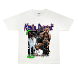 Basket Ball Star T Shirt Basketball Kevin Durant Washed Distressed Printed T-Shirt Personalized Short Sleeve Pure Cotton