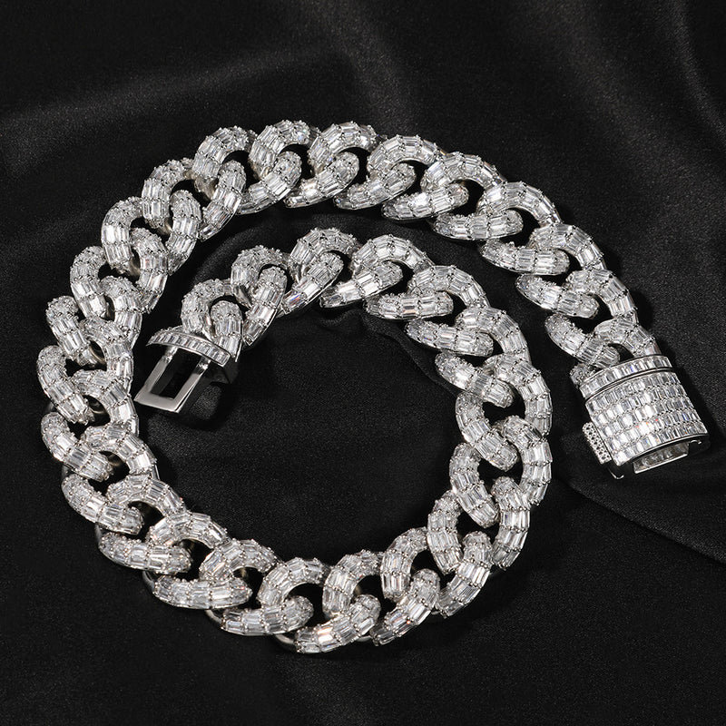 Chains Hip Hop Necklace ins 20mm Square Zirconium Cuban Chain Zircon St. Valentine's Spectrum