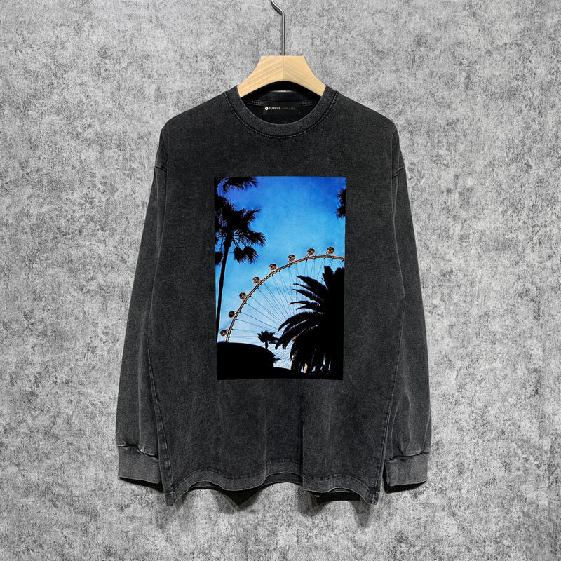 Purple Brand Distressed Long Sleeve Shirt Fashion Distressed Loose Long-sleeved Top