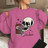 Skull Print Sweatshirt Halloween Sweatshirts Long Sleeve