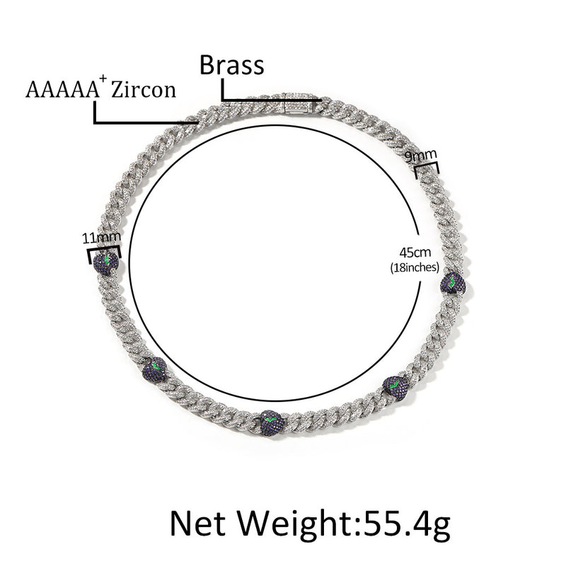 Chains Broken Heart 9mm Cuban Chains Bronze Zircon Full Diamond Spectrum