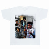 Basket Ball Star T Shirt Jalen Green Washed Distressed Printed T-Shirt Retro Short Sleeve Loose