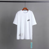 Off Whtie T Shirts Distressed Arrow Print Male And Female Trendy Brand Short Sleeve