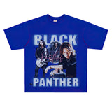 Film Star T Shirt Rock Music Black Panther Band Loose Retro Street Cotton T-shirt Men and Women