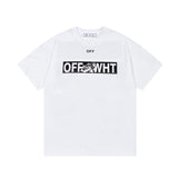 Off White T Shirts OW Racing Letter Arrow Pattern Crew Neck Pullover Short Sleeves