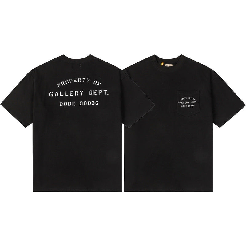 Gallery Dept T-Shirt Hand Painted Ink Splashing Alphabet Washed Retro Short Sleeve T-Shirt