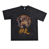 Film Star T Shirt Movie Zhou Xingchi Kung Fu Trendy Pure Cotton Short Sleeve Loose round Neck Heavy T-shirt Men and Women