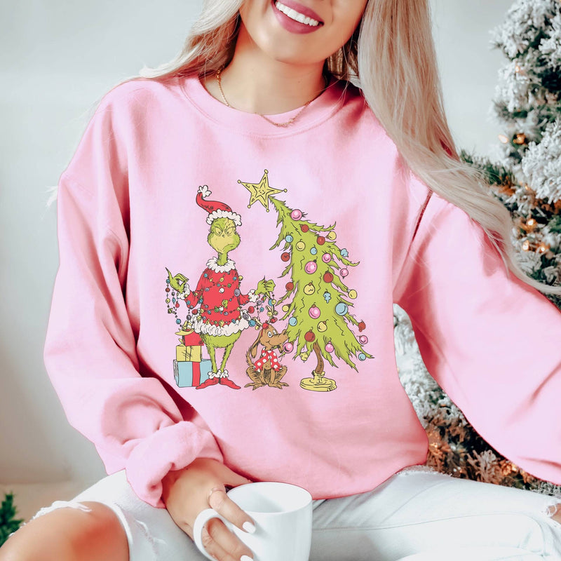 Grinch Christmas Tree Crewneck Sweatshirt