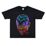 Film Star T Shirt Washed Old American Round Neck Loose T-Shirt Retro Short Sleeve