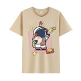 Basketball Sports T Shirt Summer Astronaut Short Sleeve T-Shirt Men And Women Loose