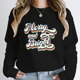 New Christmas Merry And Bright Print Pullovers Women Fashion