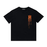 Amiri T Shirt Orange Printed Casual Hip Hop High Street round Neck Short Sleeve T-shirt
