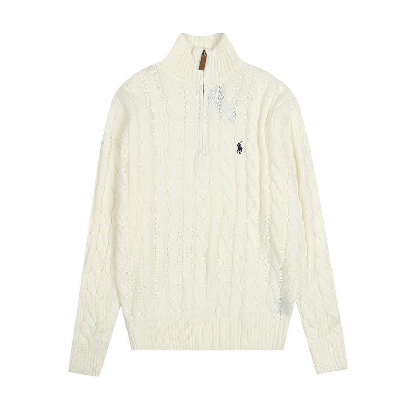 Ralph Lauren Coat RL Ralph Pony Standard Vintage Half Zip Sweater Loose Lazy Style Knitted