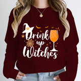 Witch Hat Drink Up Print Sweatshirt