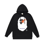 Bathing Ape Hoodie Autumn/Winter Letter Print Loose Hoodie Pullover Ape Sweater