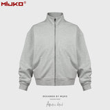 MIJKO Mens Jacket Cardigan Grey Cotton Jacket