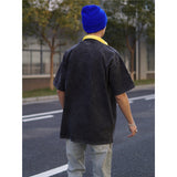 Basket Ball Star T Shirt Starting Five Retro Washed Distressed T-shirt Short Sleeve Loose Men and Women