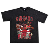 Film Star T Shirt Washed Old American Round Neck Loose T-Shirt Retro Short Sleeve
