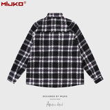MIJKO Mens Jacket Loose Plaid Jacket Unisex