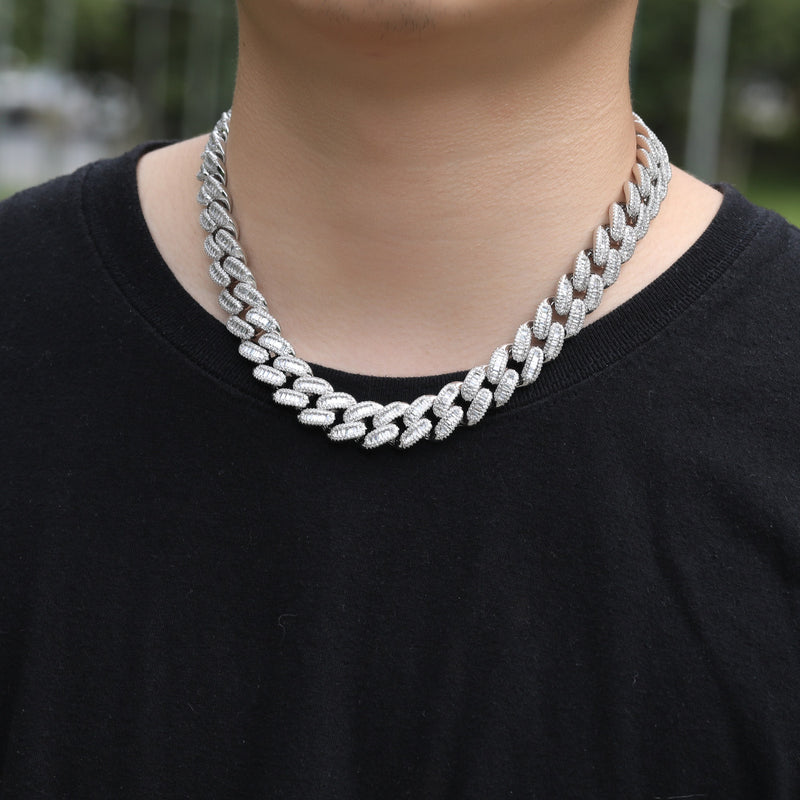 Chains Hip Hop Copper Set Zircon 15MM Cuban Chain St. Valentine's Spectrum