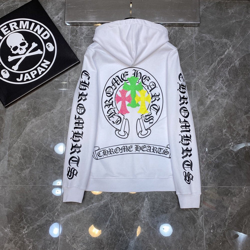 CHH Chrome Heart Hoodie Color Sanskrit Cross Print Casual Hooded Sweater