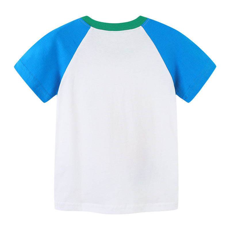 Boy T Shirt Summer T-shirt European and American Style Boys' Short Sleeve Children round Neck Cartoon Top