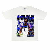 Basket Ball Star T Shirt Basketball Short Sleeve Anthony Edwards Washed Distressed T-shirt Loose