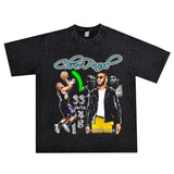 Basket Ball Star T Shirt Basketball Chris Pau Washed Distressed Printed Personalized T-Shirt Retro Short Sleeve