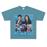 Film Star T Shirt Medium Loose Heavy Weight Retro Street Cotton T-shirt Men and Women