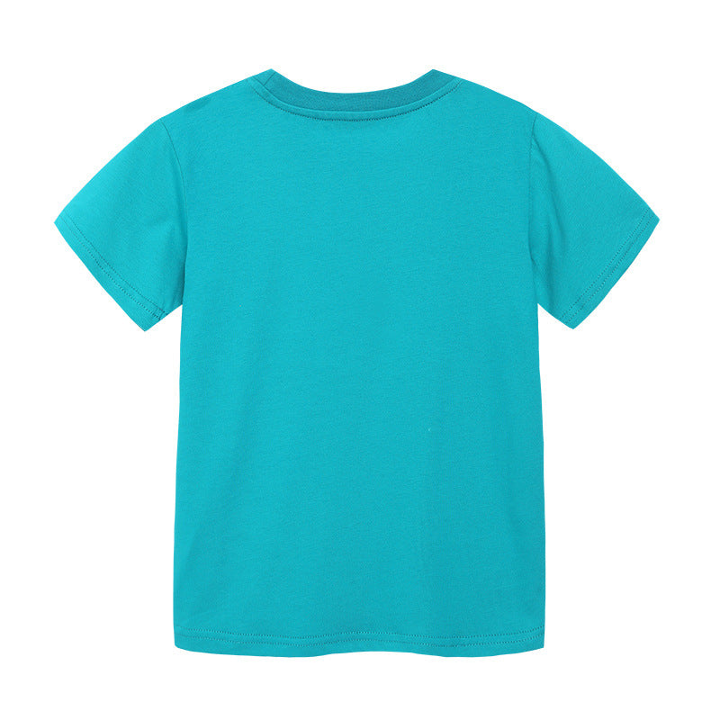 Boy T Shirt Boys' T-shirt Summer New Knitted Cotton Top Fashion round Neck Children's Clothing Short Sleeve
