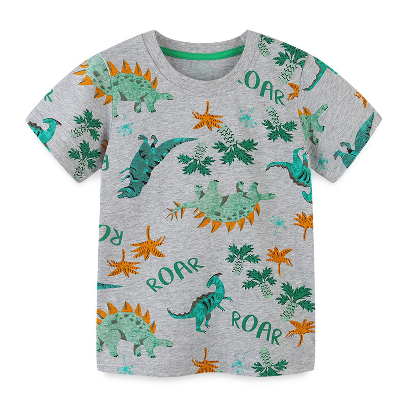 Boy T Shirt Boys' T-shirt Short Sleeve Knitted Cotton Summer Cartoon Print Baby Bottoming Shirt
