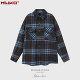 MIJKO Mens Jacket Plaid Multicolor Mainstream Fashion Jacket