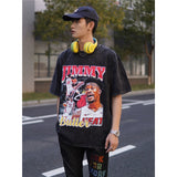 Basket Ball Star T Shirt Jimmy Butler Printed Washed Distressed T-shirt Cotton Short Sleeve round Neck