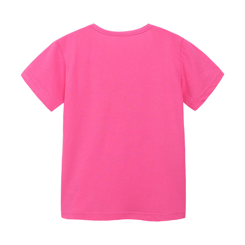 Boy T Shirt Children's T-shirt Summer European and American Girls Fashion Short Sleeve T-shirt Knitted Cotton Cartoon Print