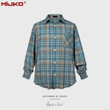 MIJKO Mens Jacket Plaid Jacket Unisex Cityboy