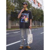 Basket Ball Star T Shirt Basketball Washed Distressed James Harden Printed T-shirt Retro Short Sleeve Cotton