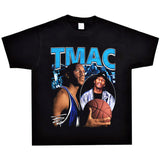 Basket Ball Star T Shirt Washed Distressed Printed T-shirt Short Sleeve Loose Retro Cotton