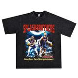 Film Star T Shirt Klaythompson Washed Distressed Printed American T-Shirt Retro Loose Short Sleeve