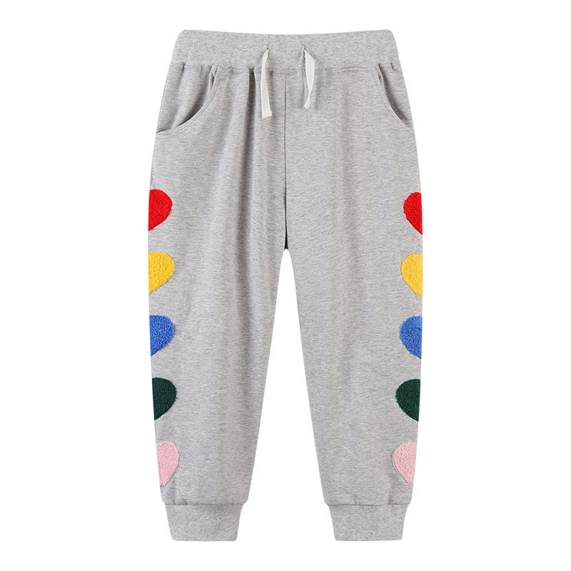 Boy Pants Fall Children's Sport Pants European and American Style Girls' Trousers Cute Embroidered