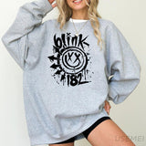 Vintage Blink Round Neck Smile Face Sweatshir