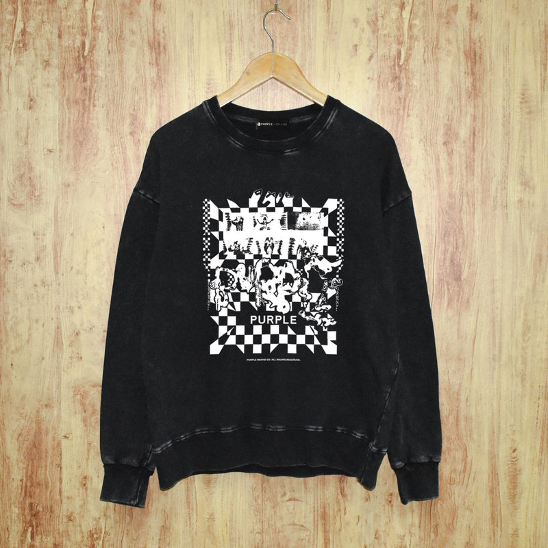 Purple Brand Distressed Sweatshirt Retro Vintage Crew Neck Sweater