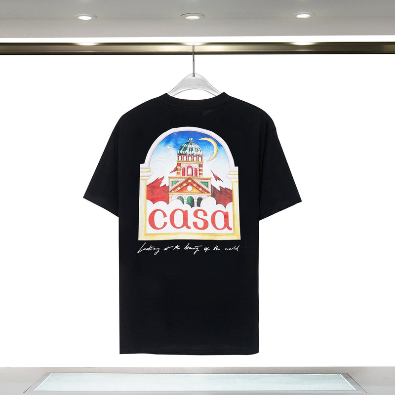 Casablanca T Shirts Spring/Summer Print Loose Cotton Short Sleeve T-Shirt