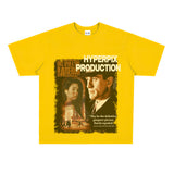 Film Star T Shirt Trendy Cotton Short Sleeve Loose round Neck American Retro T-shirt for Men