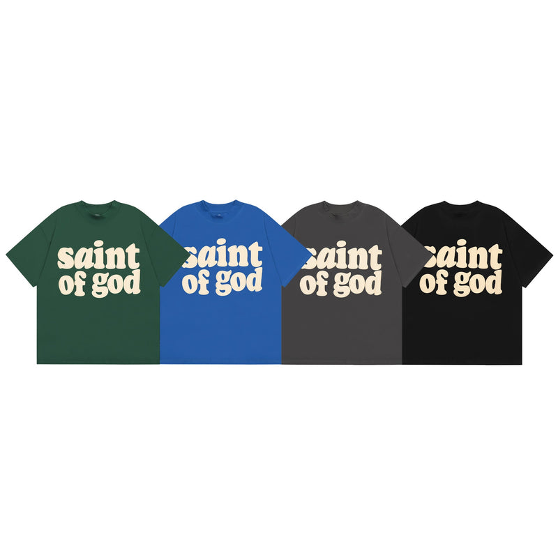 C.e t shirts foam letter pattern round neck pullover short sleeve men and women