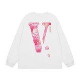 Vlone Sweatshirts Autumn and Winter Cherry Blossom Big V Letter Crew Neck