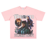 Film Star T Shirt Short Sleeve American Retro Loose Heavy round Neck Street T-shirt Men and Women